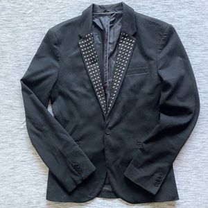 Zara Studded Lapel Detail Black Blazer
